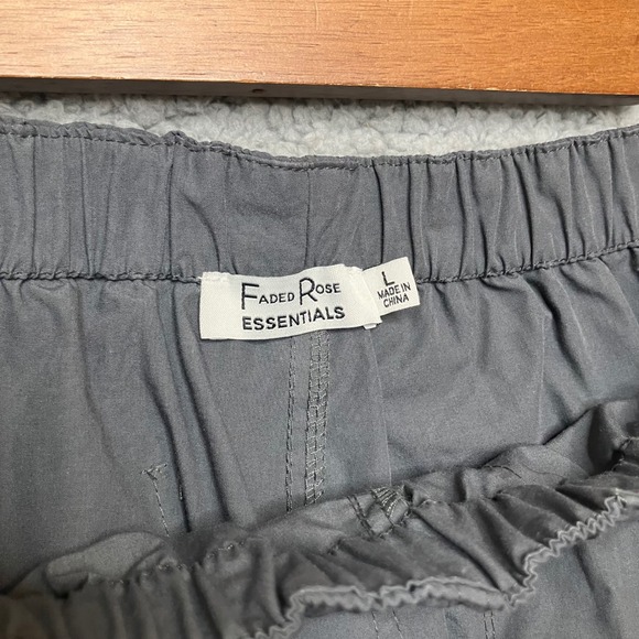 Faded Rose Cargo Pants Women L Baggy Wide Leg Gray Y2K 90s Skater Utility Pocket - Picture 5 of 14